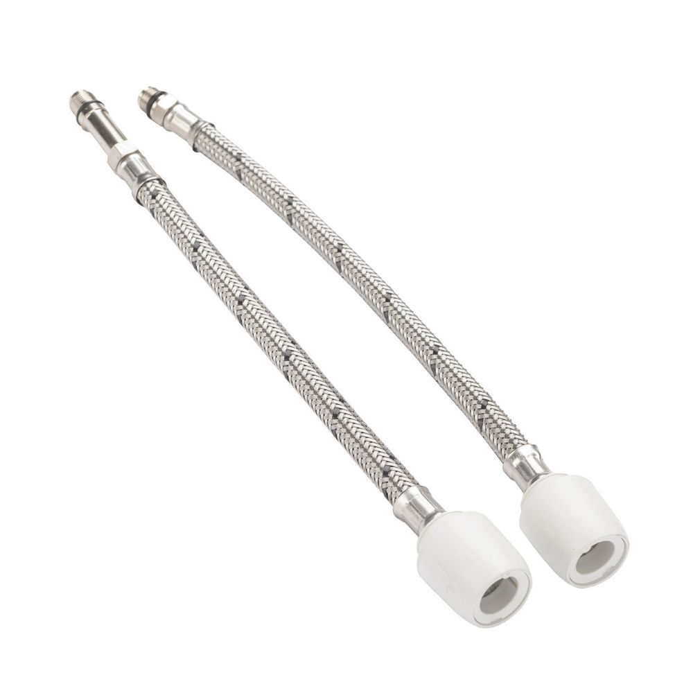 Image of Hep2O Push-Fit Flexible Monobloc Tap Connectors 15mm x M12mm x 300mm 2 Pack 