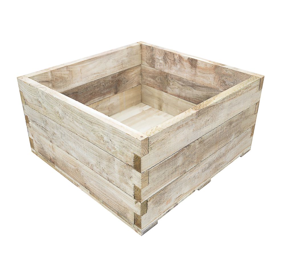 Image of Forest Caledonian Garden Planter Natural Timber 900mm x 900mm x 452mm 