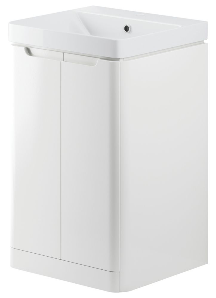 Image of Floorstanding Vanity Unit & Basin Gloss White 500mm x 460mm x 840mm 