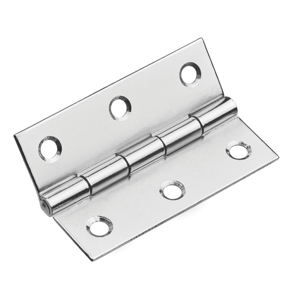 Image of Smith & Locke Polished Chrome Fixed Pin Butt Hinges 75mm x 50mm 2 Pack 