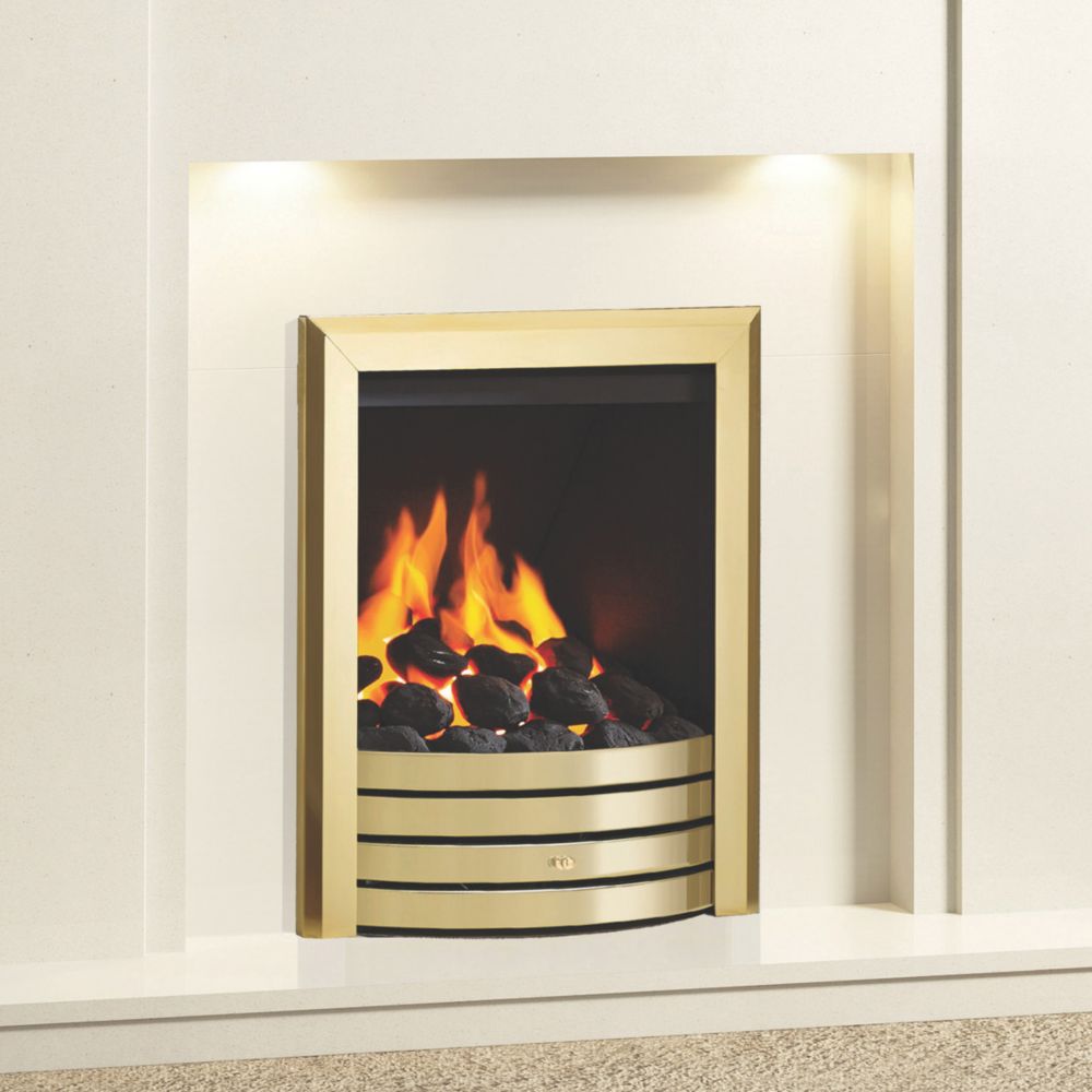 Image of Be Modern Design Brass Rotary Control Inset Gas Manual Fire 510mm x 173mm x 605mm 