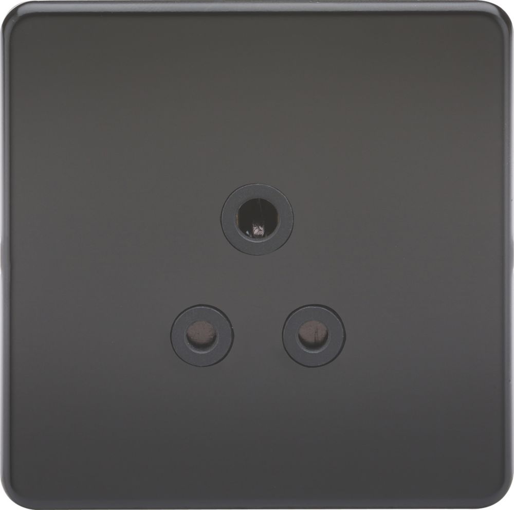 Image of Knightsbridge 5A 1-Gang Unswitched Socket Matt Black with Black Inserts 