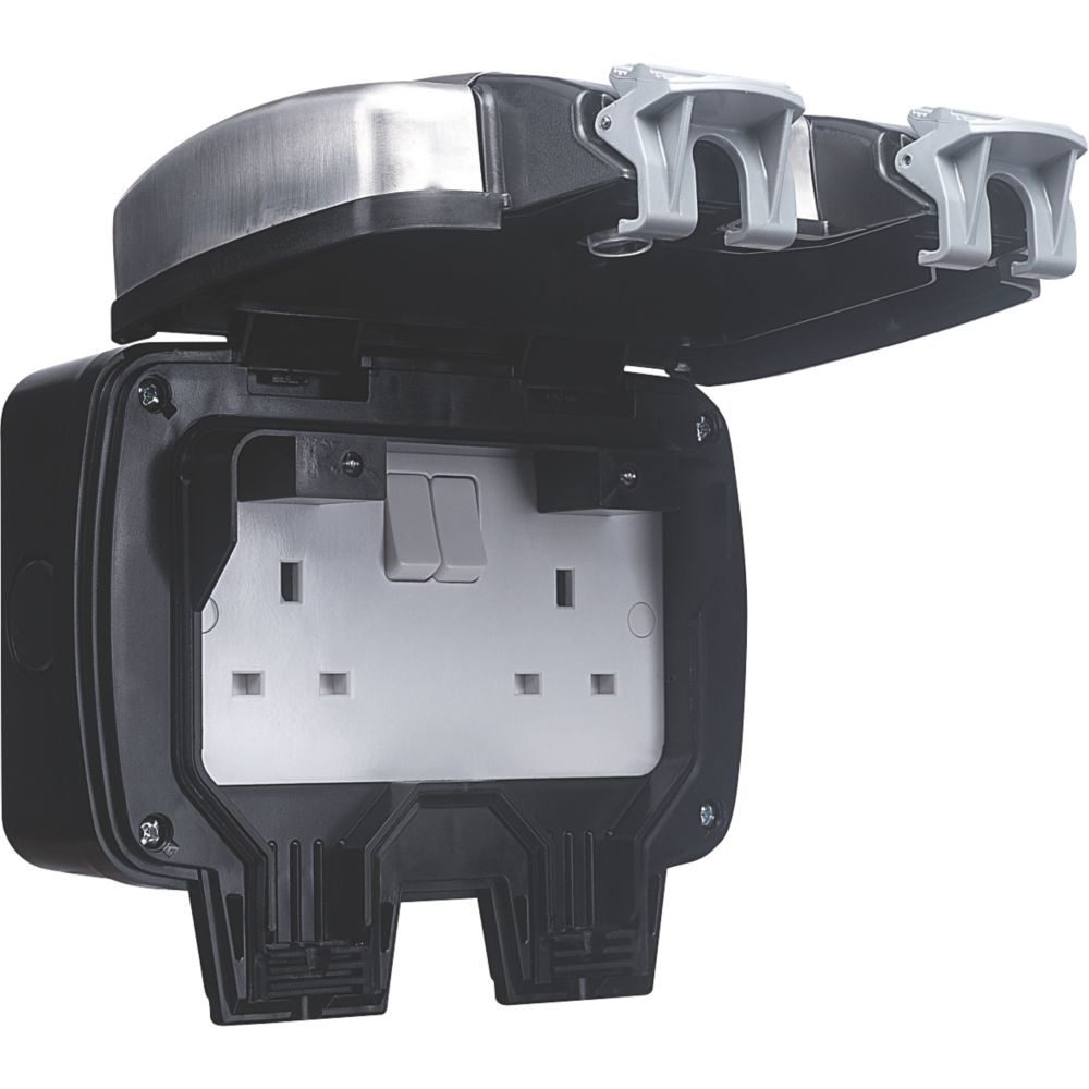 Image of British General IP66 13A 2-Gang SP Weatherproof Outdoor Switched Socket 