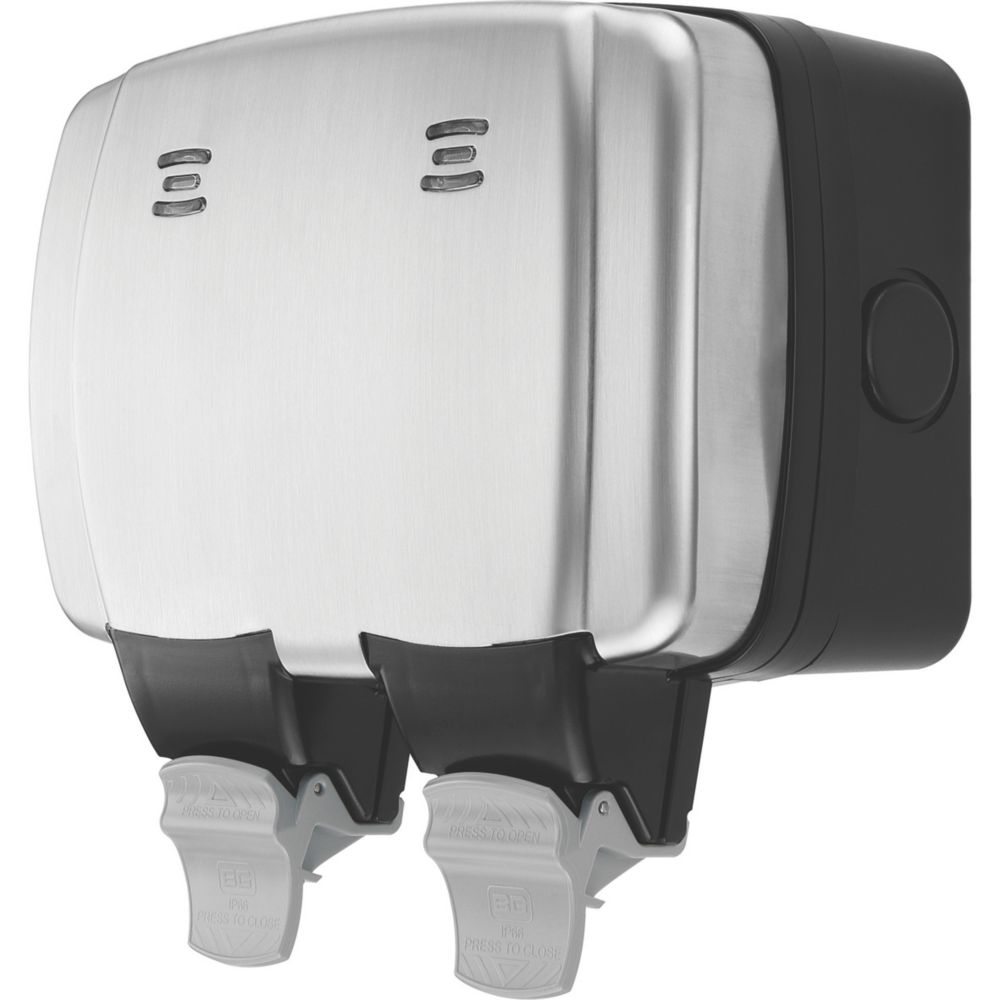 Image of British General IP66 13A 2-Gang SP Weatherproof Outdoor Switched Socket 