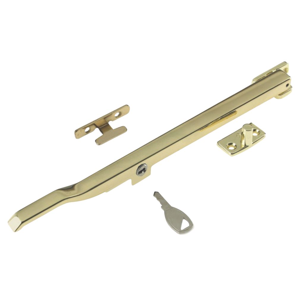 Image of Smith & Locke Modern Locking Casement Stay Polished Brass 260mm 