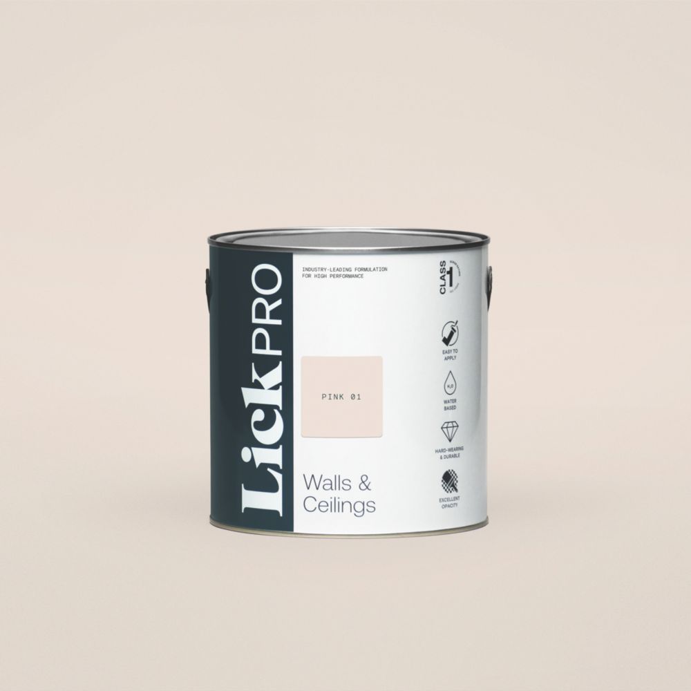 Image of LickPro Matt Pink 01 Emulsion Paint 2.5Ltr 