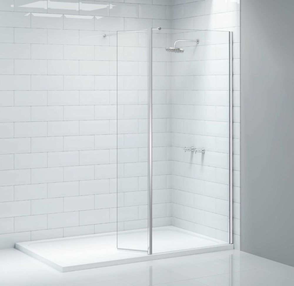 Image of Triton Neo Frameless Showerwall & Swivel Panel Chrome 700mm x 2015mm 