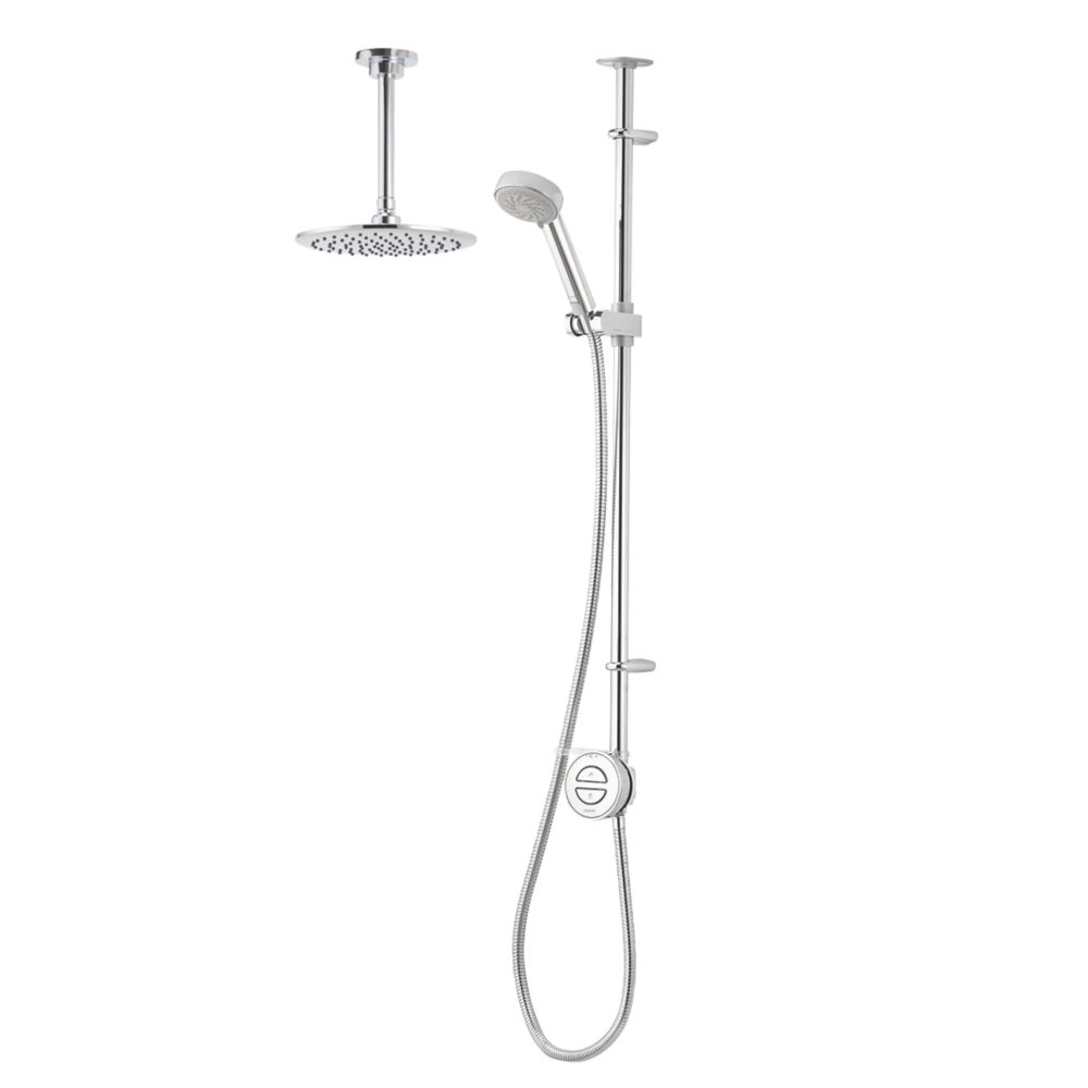 Image of Aqualisa Smart Link Gravity-Pumped Ceiling-Fed Chrome Thermostatic Smart Shower with Diverter 