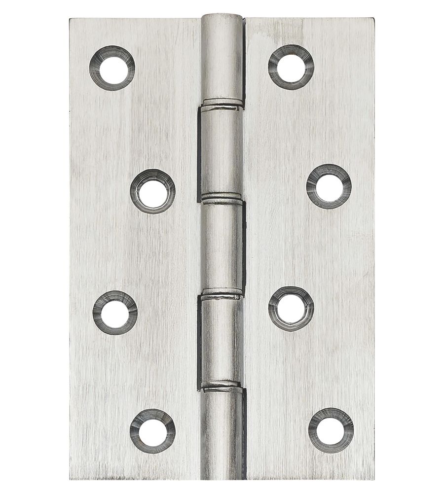 Image of Satin Chrome Double Phosphor Bronze Washered Butt Hinges 101mm x 67mm 2 Pack 