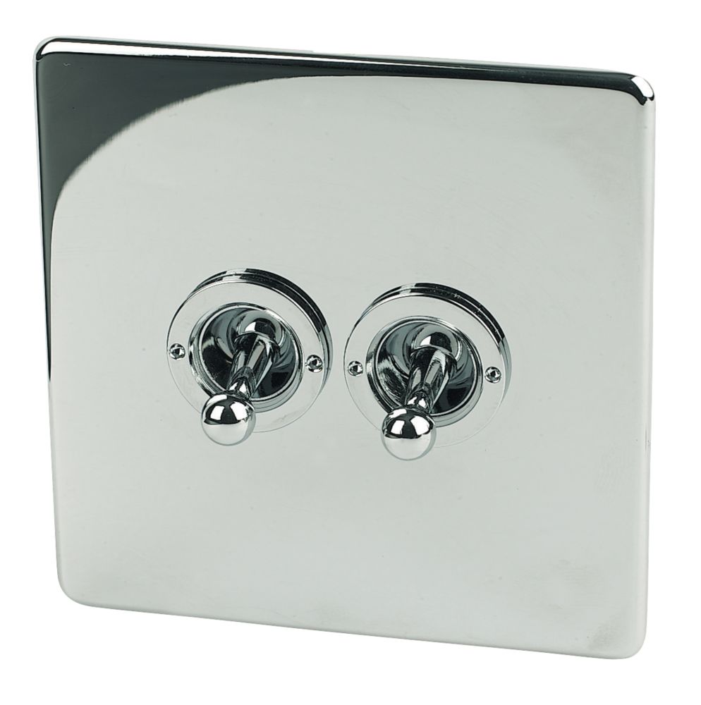 Image of Crabtree Platinum 10AX 2-Gang 2-Way Toggle Switch Polished Chrome 