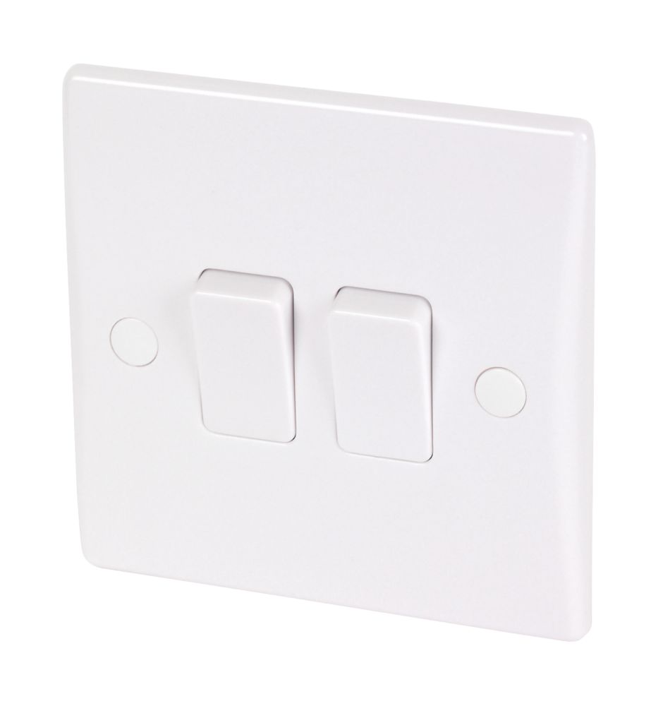 Image of Schneider Electric Ultimate Slimline 16AX 2-Gang 2-Way Light Switch White 