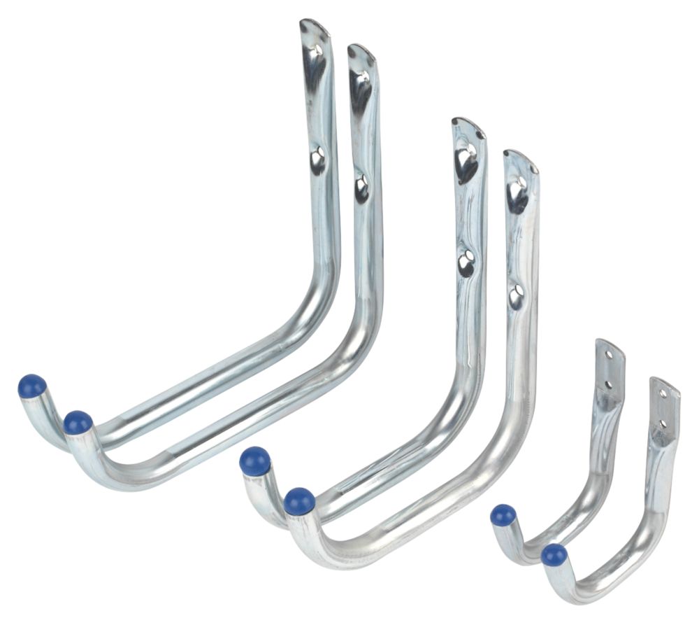 Image of Smith & Locke Light Duty Storage Hooks Zinc-Plated / Blue Tips 6 Pcs 