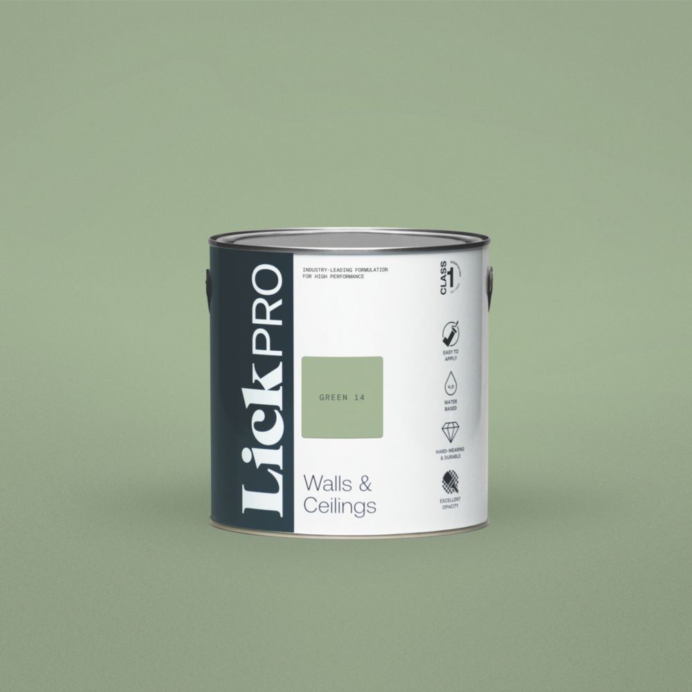 Image of LickPro Eggshell Green 14 Emulsion Paint 2.5Ltr 