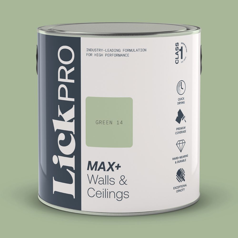 Image of LickPro Eggshell Green 14 Emulsion Paint 2.5Ltr 