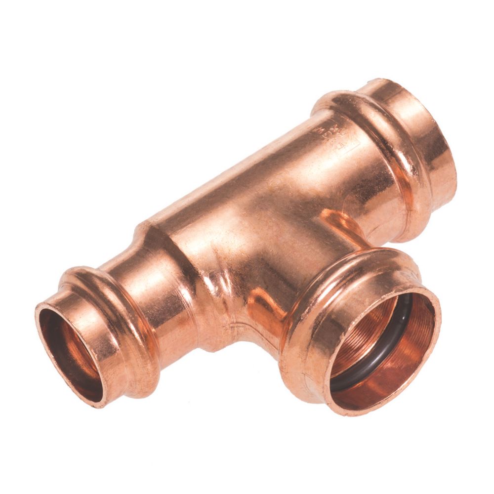 Image of Conex Banninger B Press Copper Press-Fit Reducing Tee 22mm x 15mm x 22mm 10 Pack 