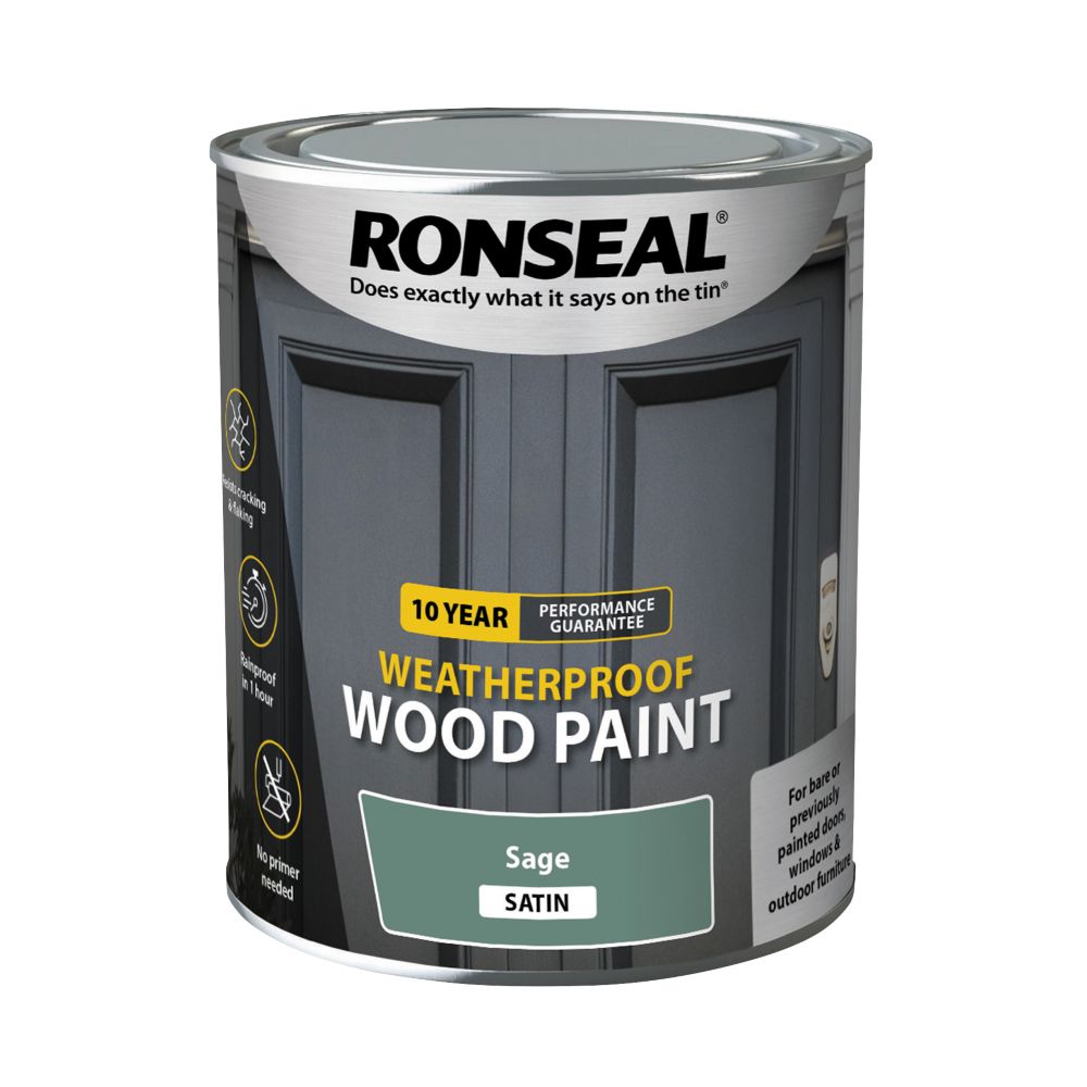 Image of Ronseal 10-Year Exterior Wood Paint Satin Sage 750ml 