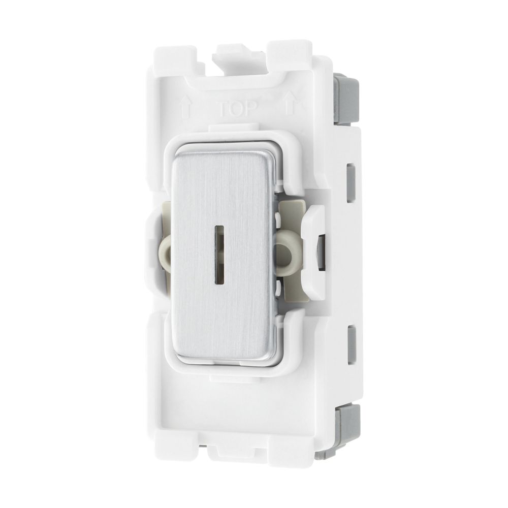 Image of British General Nexus Grid 20A Grid DP Key Switch Brushed Steel 