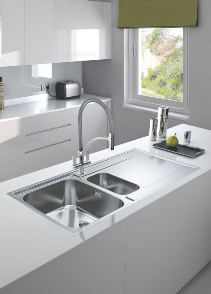 Image of Franke Maris Slim Top 1.5 Bowl Stainless Steel Inset Kitchen Sink 1000mm x 510mm 