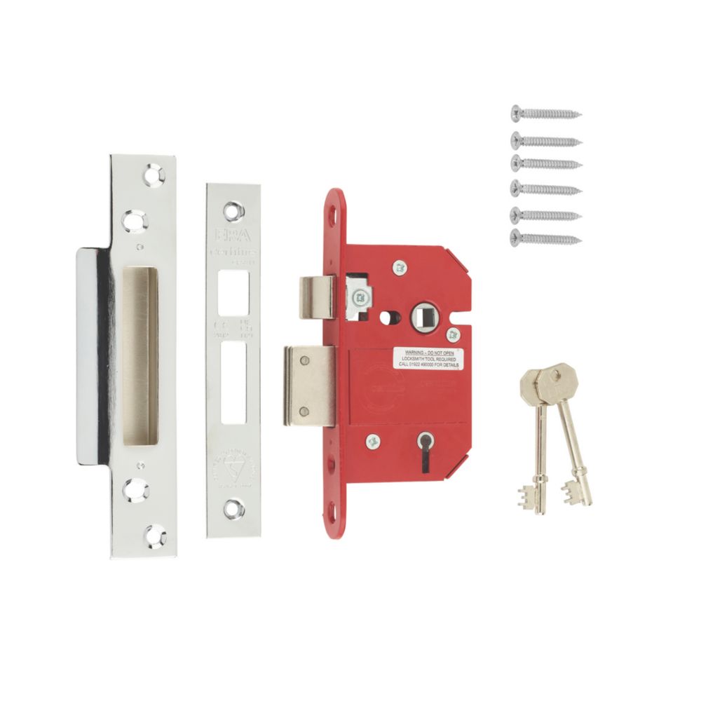 Image of ERA Fire Rated 5 Lever Chrome BS Mortice Sashlock 64mm Case - 44mm Backset 