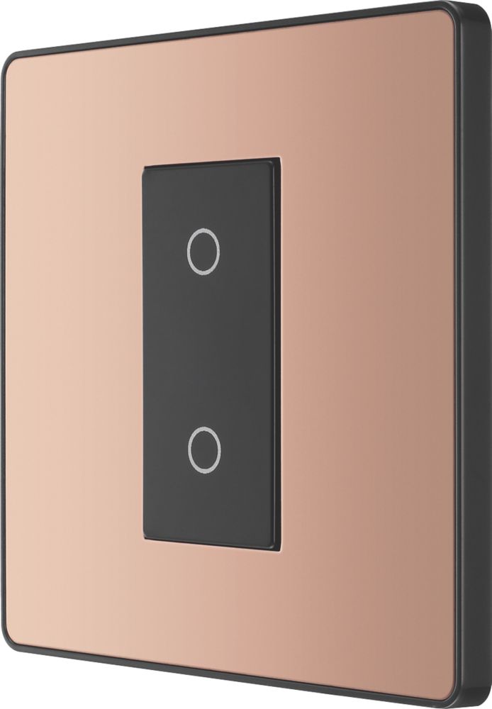 Image of British General Evolve 1-Gang 2-Way LED Single Master Trailing Edge Touch Dimmer Switch Copper with Black Inserts 