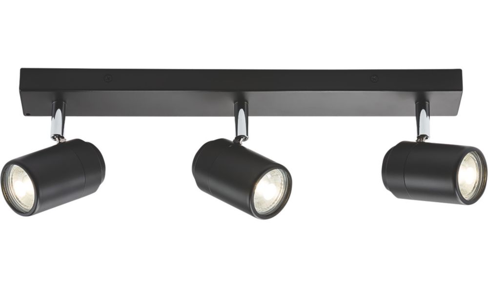 Image of Knightsbridge Round 3-Light Triple GU10 Wall & Ceiling Spotlight Matt Black 