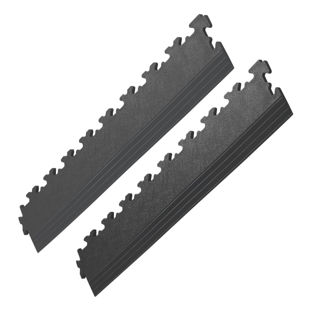 Image of Garage Floor Tile Company X Joint Interlocking Edge Ramp Black 587mm x 90mm 2 Pack 