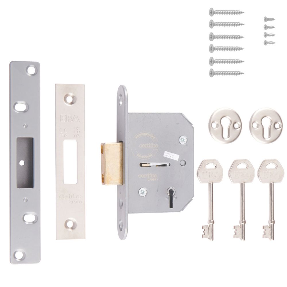 Image of ERA 5 Lever Satin Nickel 5-Lever Mortice Deadlock 64mm Case - 44mm Backset 