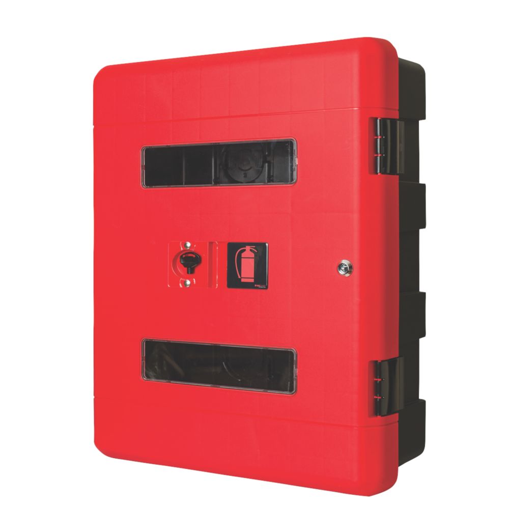 Image of Firechief 106-1158 Double Extinguisher Cabinet with Key Lock 616mm x 270mm x 735mm Red / Black 