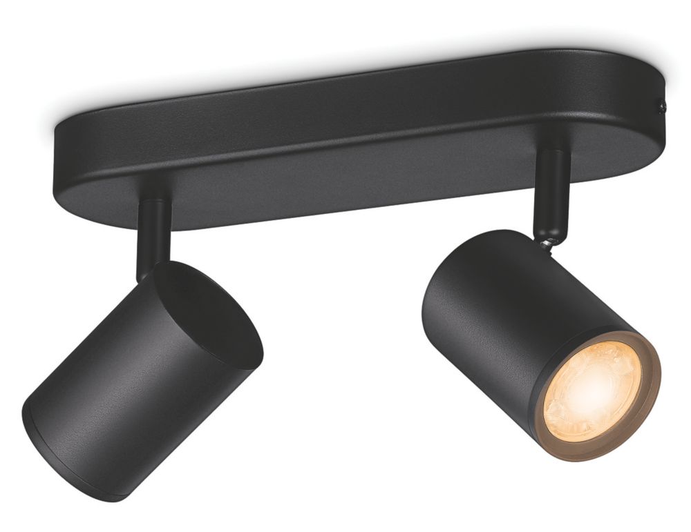 Image of WiZ Imageo RGB & White LED Wifi-Connected 2 Adjustable Spotlights Black 10W 690lm 