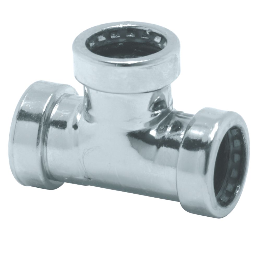 Image of Tectite Sprint Chrome-Plated Copper Push-Fit Equal Tee 15mm 