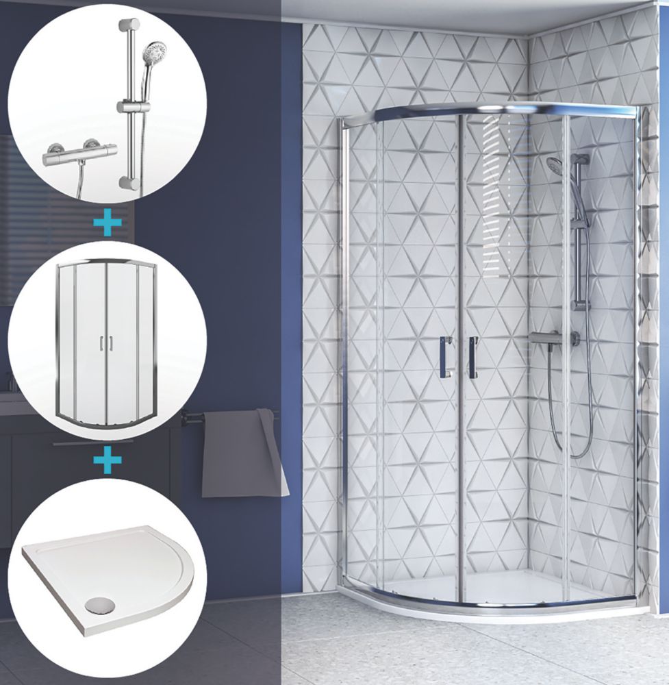 Image of Aqualux Shine 6 Shower Enclosure with Tray & Thermostatic Mixer Shower 900mm x 900mm x 1850mm 