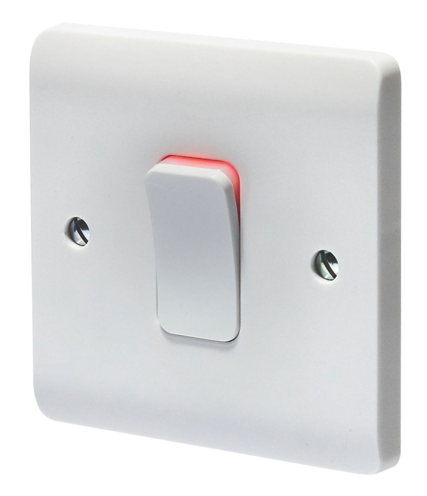 Image of Crabtree Instinct 50A 1-Gang DP Control Switch White with LED 