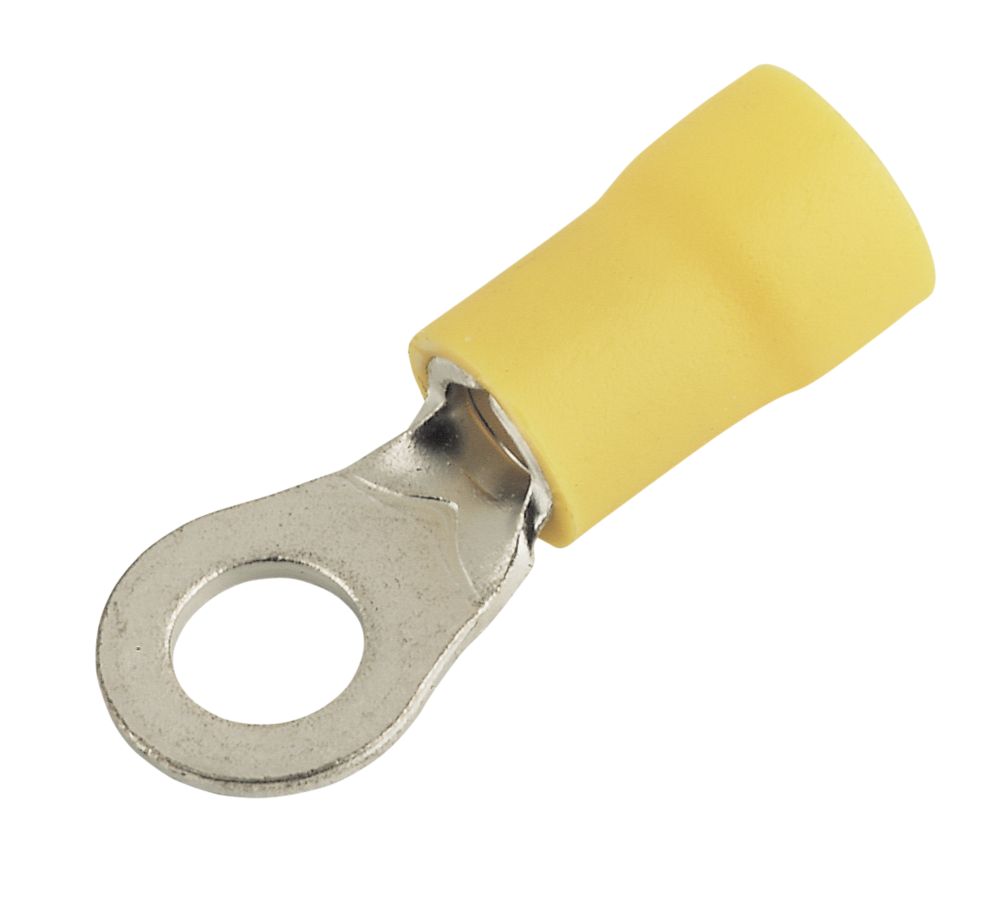 Image of Insulated Yellow 5mm Ring Crimp 100 Pack 