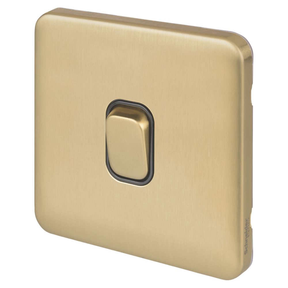 Image of Schneider Electric Lisse Deco 10AX 1-Gang Intermediate Switch Satin Brass with Black Inserts 