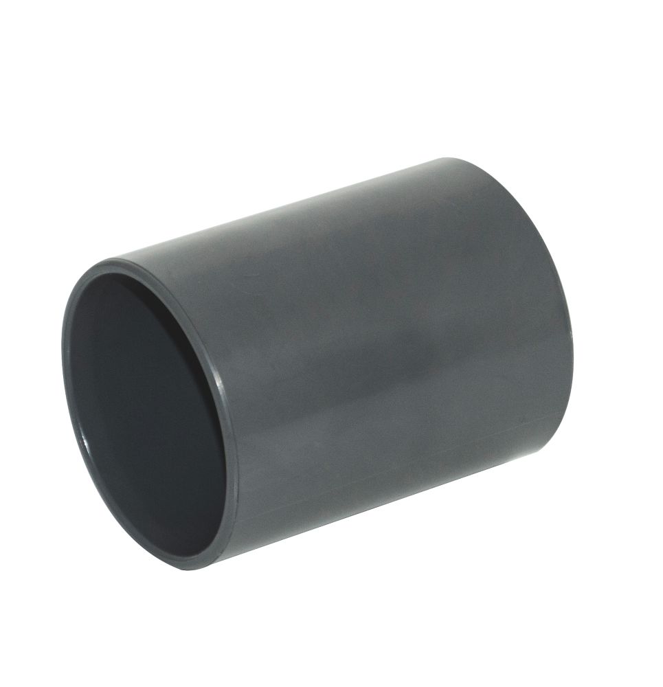 Image of FloPlast Solvent Weld Straight Coupler 40mm x 40mm Anthracite Grey 5 Pack 