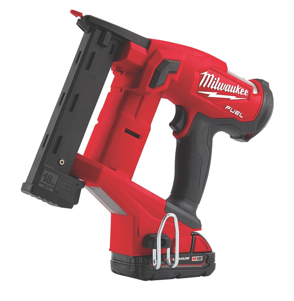 Image of Milwaukee M18FNCS18GS-202X 6.35mm 18V 2 x 2.0Ah Li-Ion RedLithium Brushless First Fix Cordless Nail Gun 