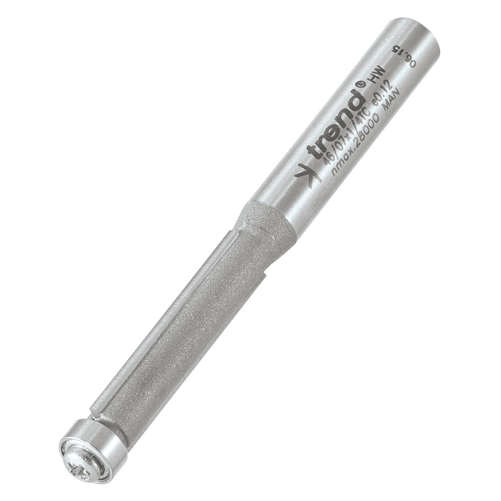 Image of Trend 46/07X1/4TC 1/4" Shank Double-Flute Straight Guided 90Â° Trimmer 6.3mm x 25.4mm 