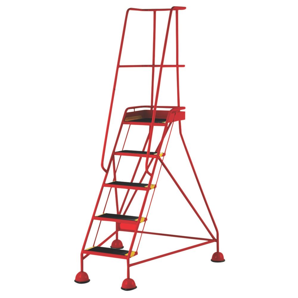 Image of TB Davies Stepmobile Plus Steel 5-Treads Red Warehouse Steps 1.27m 