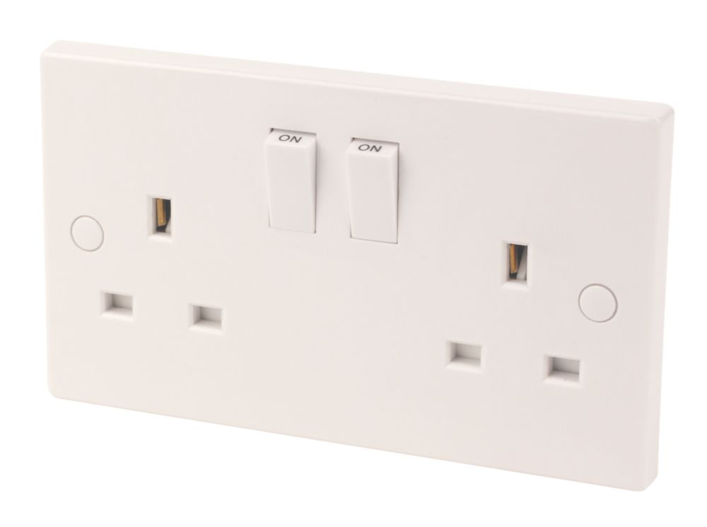 Image of 13A 2-Gang SP Switched Plug Socket White 