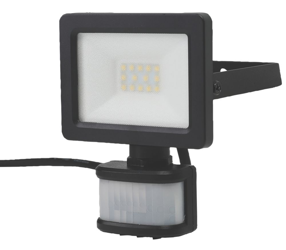 Image of LAP Weyburn Outdoor LED Floodlight With PIR Sensor Black 10W 1000lm 