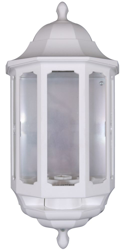 Image of ASD White BC PIR Master Half Lantern Wall Light PIR Included 60W 