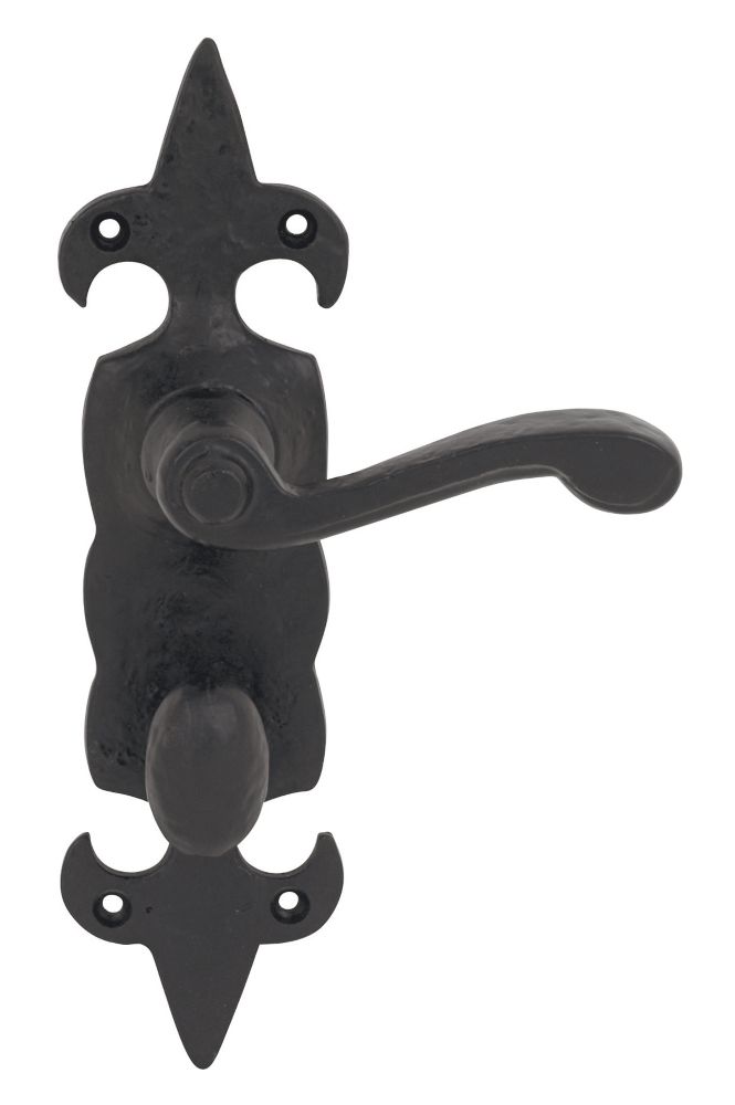 Image of Carlisle Brass Fleur de Lys LoB Bathroom Door Handles Pair Antique Black 
