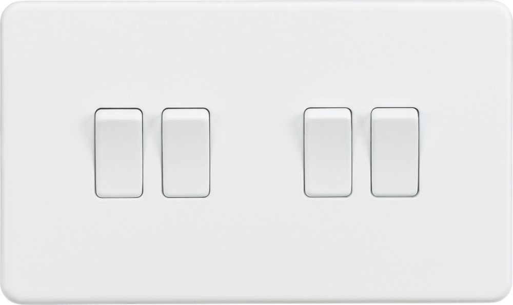 Image of Knightsbridge 10AX 4-Gang 2-Way Light Switch Matt White 