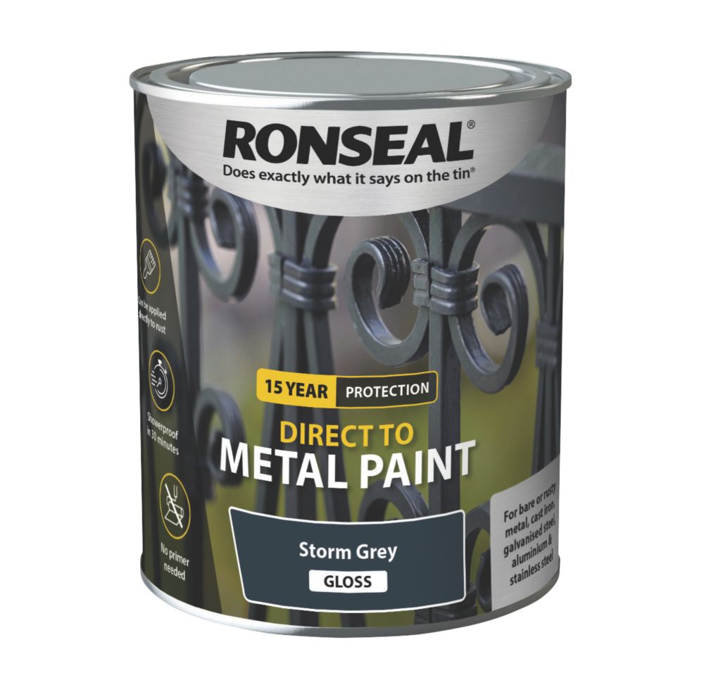 Image of Ronseal Gloss Metal Paint Storm Grey 750ml 