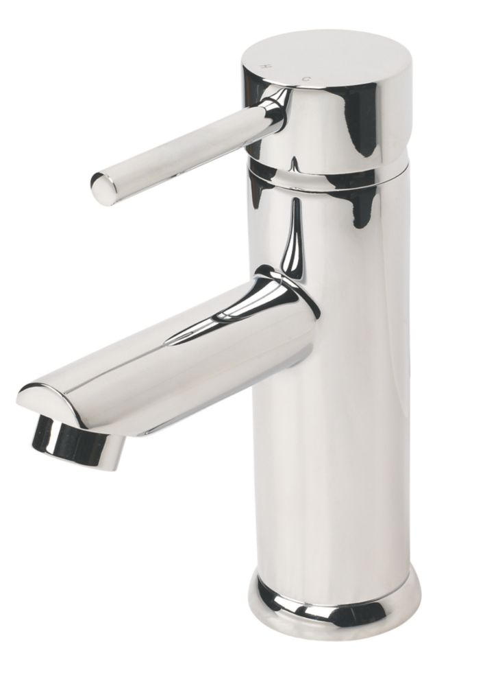 Image of Swirl Essential Bathroom Mono Basin Mixer Tap with Clicker Waste Chrome 