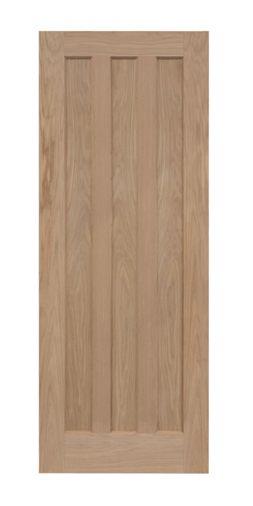 Image of Unfinished Oak Wooden 3-Panel Internal Door 1981mm x 838mm 