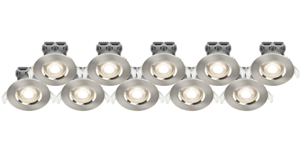 Image of LAP Fixed LED Downlights Brushed Nickel 4.5W 420lm 10 Pack 