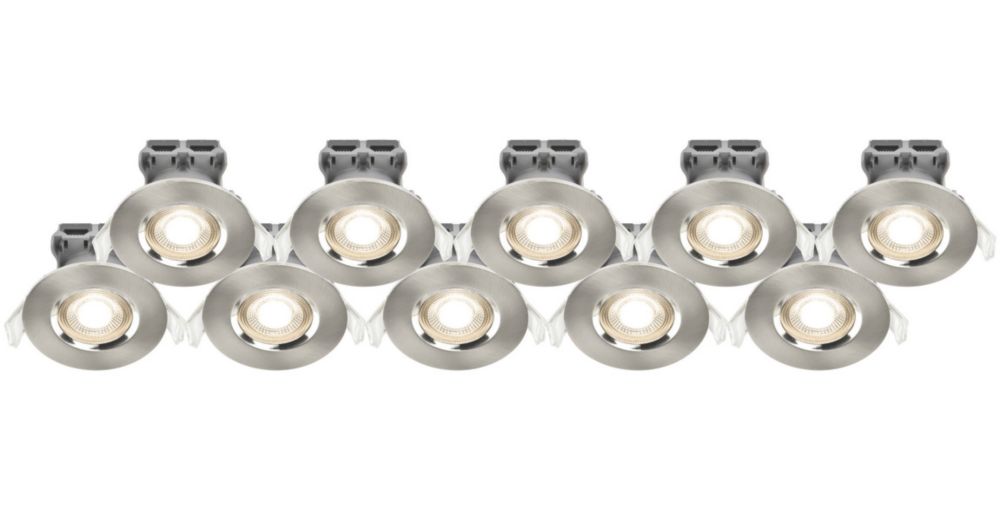 Image of LAP Fixed LED Downlights Brushed Nickel 4.5W 420lm 10 Pack 