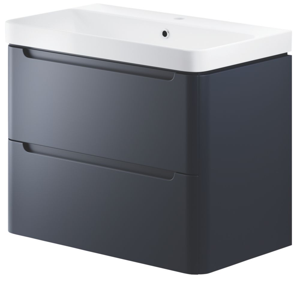 Image of Wall-Hung Vanity Unit & Basin Matt Indigo 805mm x 460mm x 662mm 