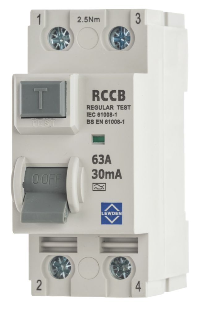 Image of Lewden 63A 30mA 1+N Type A RCCB 